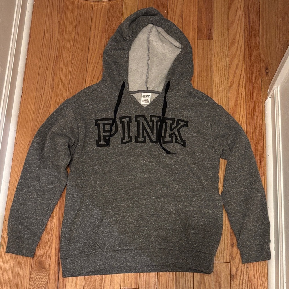 NWOT Victoria's Secret PINK Charcoal Hoodie with pocket